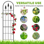LATIHUUM 2 Pack 57.8" H x13 W Garden Trellis for Climbing Plants Outdoor, Rustproof Arched Metal Rose Trellis for Outdoor Indoor Roses Clematis Potted Climbing Plants Vines Flowers Decorative, Black