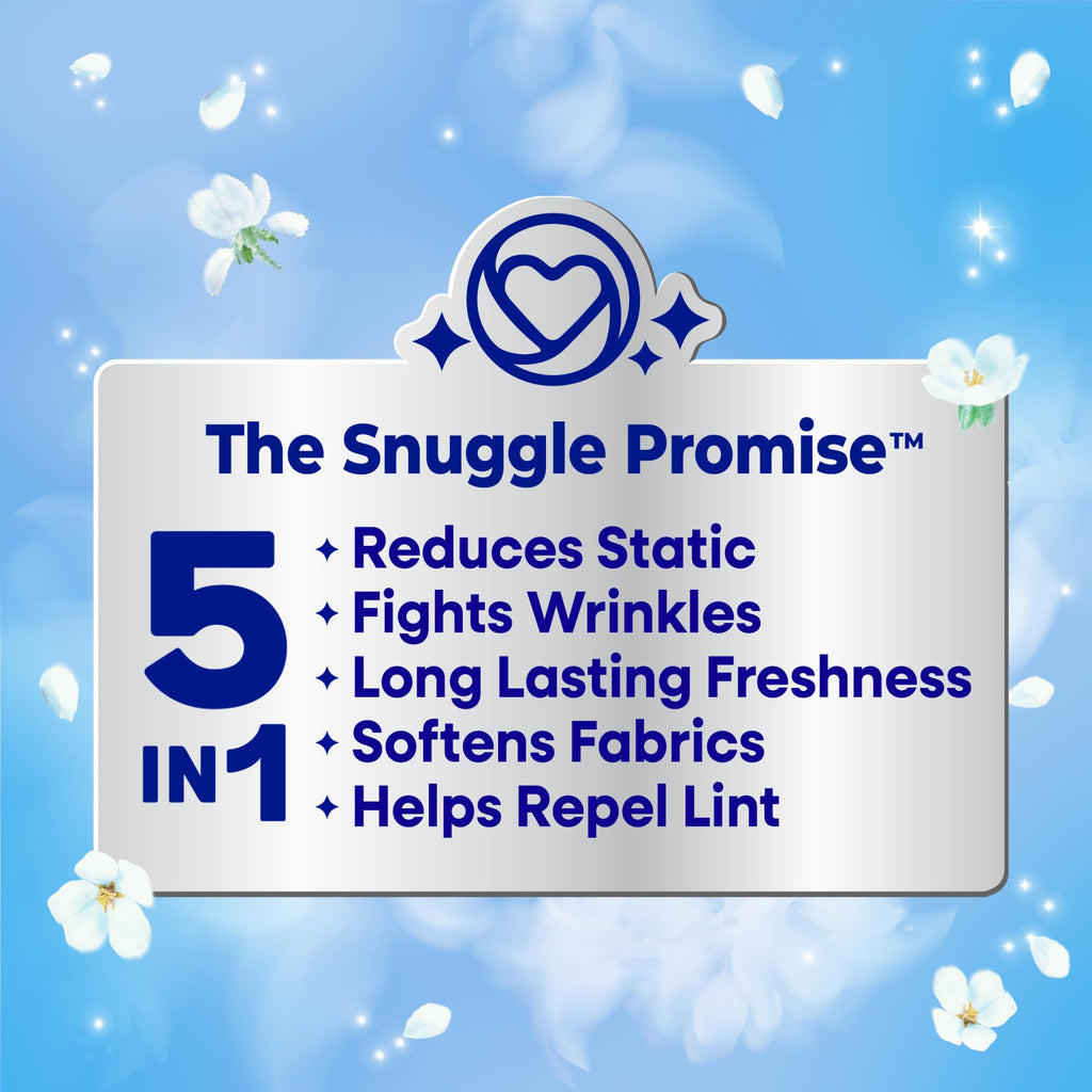 Snuggle Fabric Softener Dryer Sheets, Blue Sparkle Cuddle-Up Fresh, 230 Ct, Long-Lasting Fresh & Clean Scent, Softens Fabric, Reduces Static, Fights Wrinkles, Helps Repel Lint & Pet Hair, HE Safe