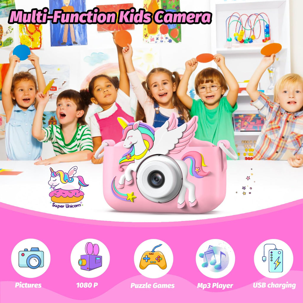 Upgrade Kids Camera for Boys Girls, Toddler Digital Selfie Camera with Cute Protective Cover and SD Card, Christmas Birthday Gifts Toys for 3 4 5 6 7 8 9 10 11 12 Years Old Little Girls and Boys