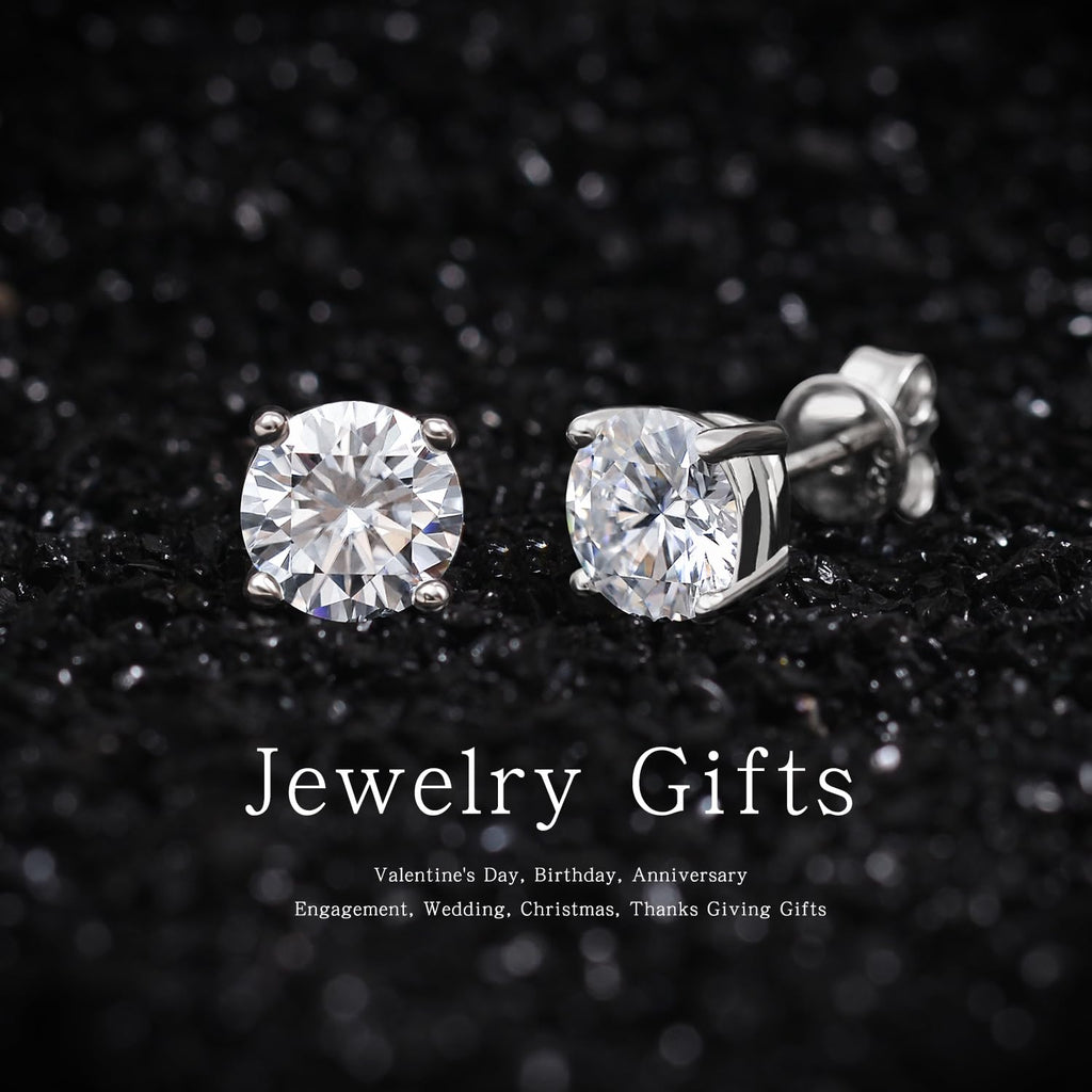 Mossanite stud earrings GRA 925 sterling silver(5mmSilver)