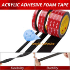 Rvhouse 3M Double Sided Tape 2"×16.4ft 5925 Black Mounting Tape Heavy Duty Waterproof Foam Tape Strong Adhesive for RV LED Strip Light Décor(2 Pack)