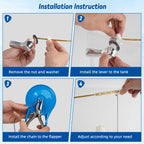 Hibbent Universal Front Mount Metal Toilet Handle Replacement Kit, Brass Toilet Tank Flush Lever with Stainless Steel Adjustable Flapper Chains for Most Toilets, Chrome