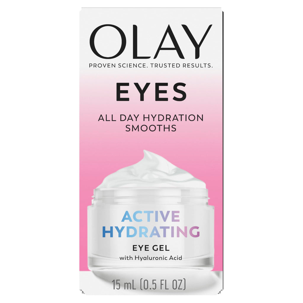 Olay Active Hydrating Eye Gel, Fragrance-Free, Anti-Aging Eye Cream with Hyaluronic Acid and Niacinamide, 0.5 oz