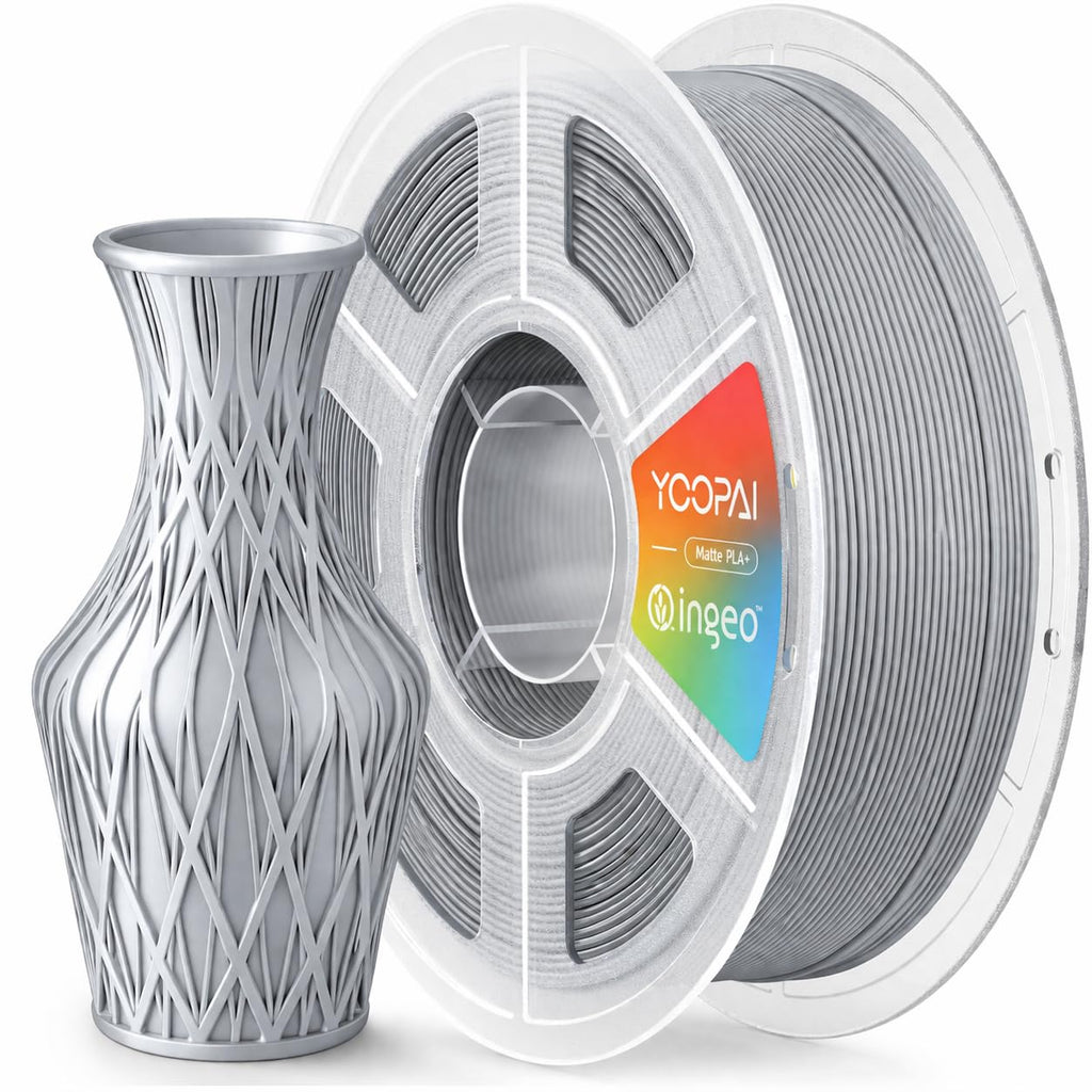 PLA+ Filament 1.75mm, Soft Matte Finish, Reduced Layer Lines, 1KG (2.2lbs) 3D Printer PLA Filament, Dimensional Accuracy +/- 0.02 mm, Silver