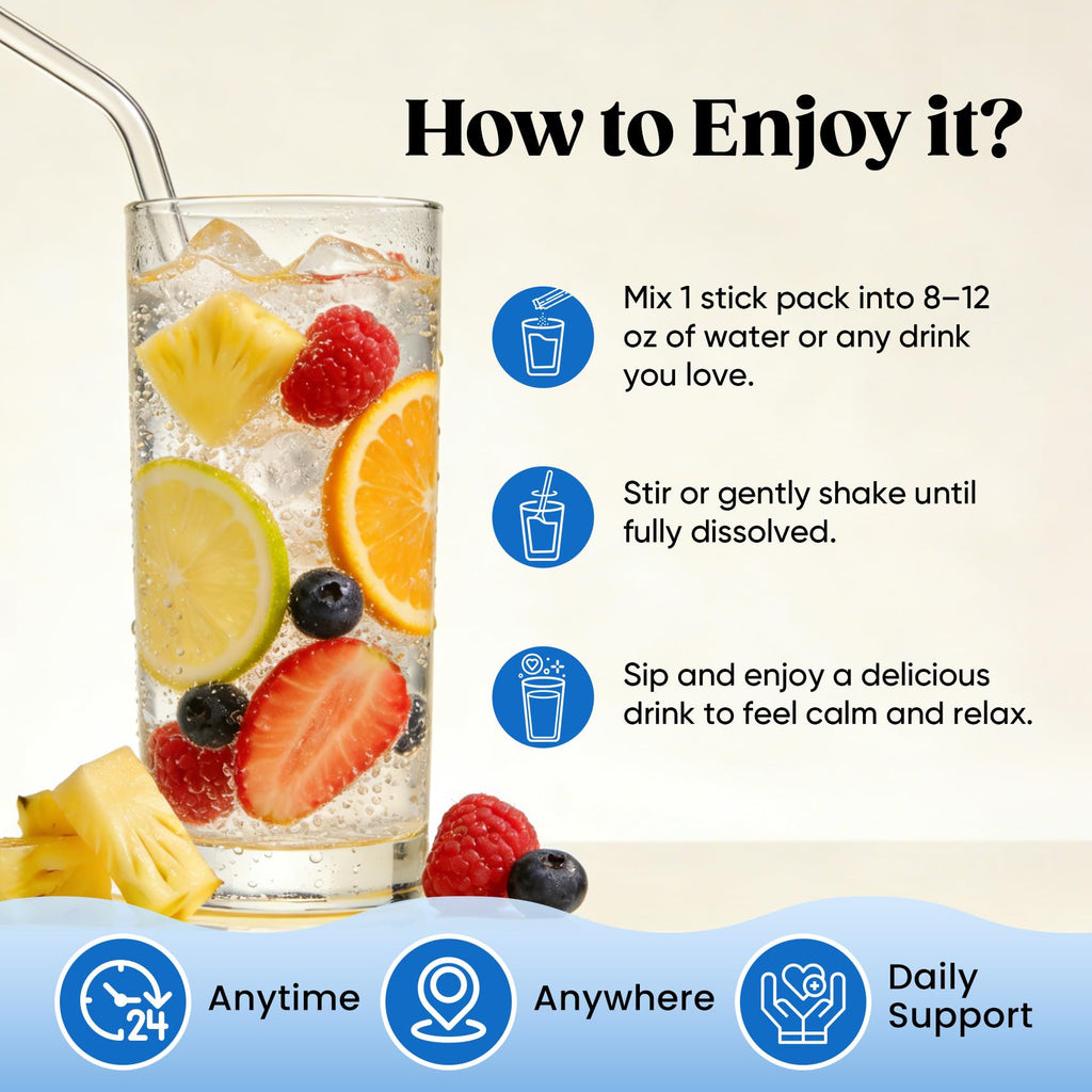 Venture Pal Calm Drink Mix, Cortisol Reducer and Sleep Aid with Magnesium Glycinate, Ashwagandha, L-Theanine,Vitamin D, Calm Magnesium Powder for Relax & Focus, No Sugar, Non GMO, Vegan & Gluten-Free