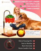 Strawberry Candle Warmer Lamp with Timer Dimmer, Adjustable Height Christmas Birthday Gifts for Women Mom House Warming Gifts New Home Bedroom Decor, Cute Candle Warmer Light for Jar Candles