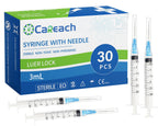 Careach 30 Packs 3mL Syringe with Needle 23 Gauge 1inch