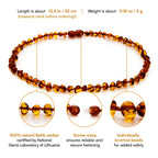 Baltic Amber Necklace - 12.5", Polished Beads, Cognac Color