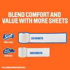 Scott ComfortPlus Toilet Paper, 48 Triple Rolls, 231 Sheets per Roll, Septic-Safe, 1-Ply Toilet Tissue