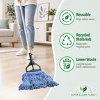Super Clean Planet Heavy Duty Mop Head Refill (3-Pack) – Industrial Blue Cotton, Looped-End Wet Mop Heads for General, Commercial, Janitorial & Floor Cleaning
