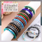 Landical 24 Pcs 8 mm Gemstone Beaded Bracelets for Women & Men, Classic