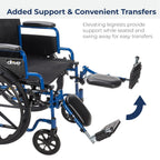 Drive Medical Blue Streak Lightweight Foldable Wheelchair - Enhanced Mobility Support - Durable Construction - Padded Comfort - Swing-Away Leg Rests - Desk Arms - Blue/Black - 16 Inch Seat