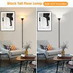 Coucrek Floor Lamp, LED Standing Lamps with White Plastic Shade, Black Modern Torchiere Floor Lamp, Tall Lamps for Living Room Dorm, Bulb not Included