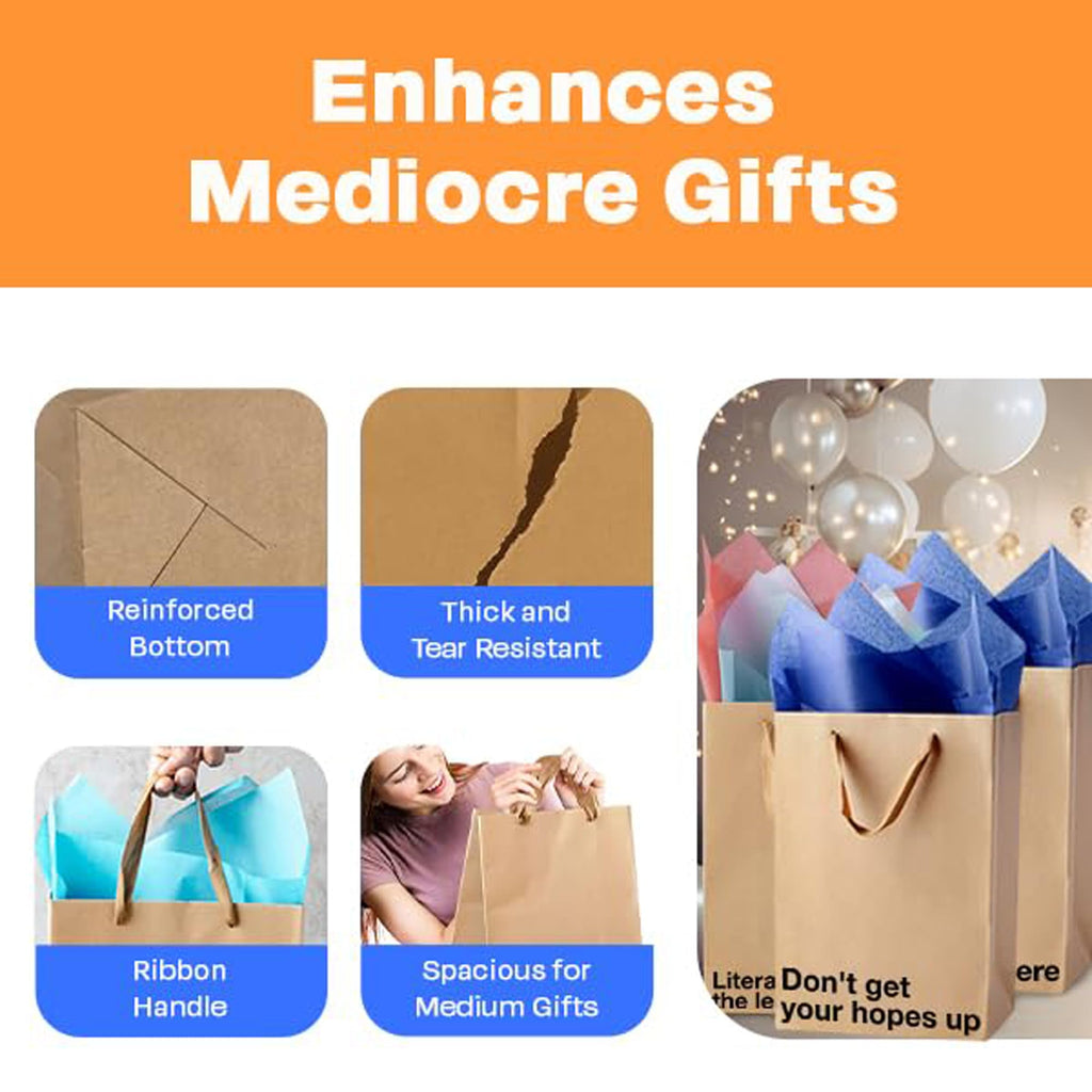 MilkToast Brands Funny Gift Bag Set of 5, Gift Bags With Handles 11 x 8 x 4