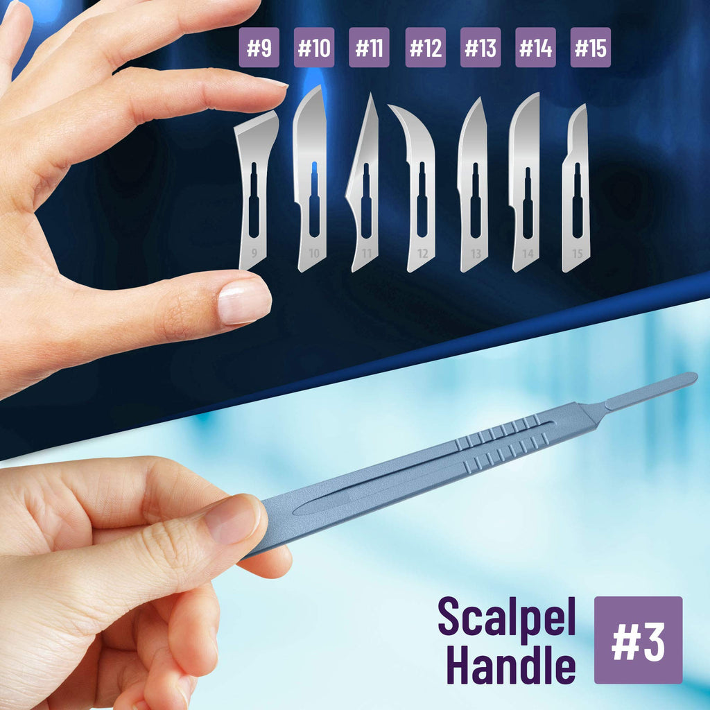 MedHelp Pack of 21 Surgical Blades #10 with Stainless Steel Scalpel Handle - High Carbon Steel Sterile Dermaplane Blades, Dermaplaning Tool for Face, Podiatry, Crafts
