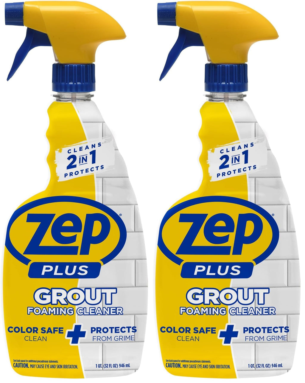 Zep Plus Grout Foaming Cleaner - 32 Fl OZ - R54212-2-in-1 benefits clean while protecting grout from water,dirt and grime,(Pack of 2)