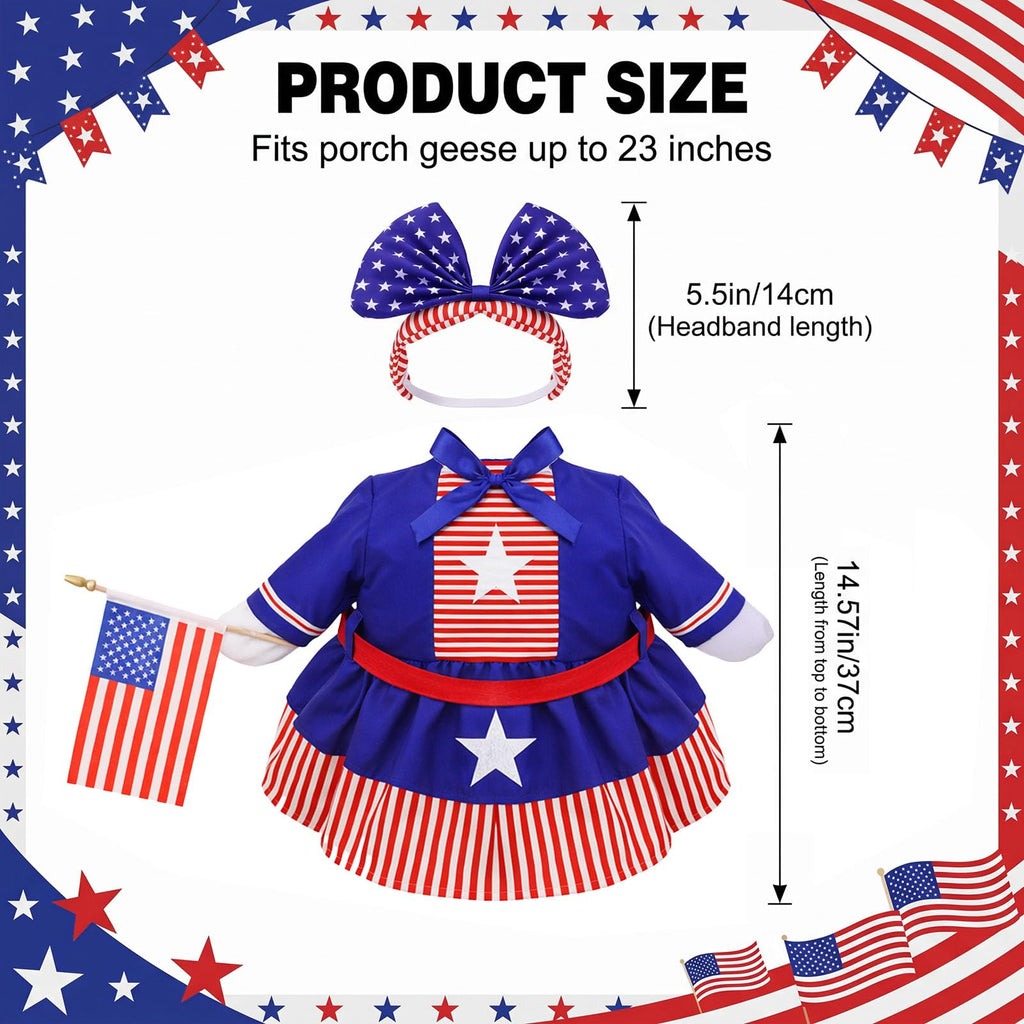 ZhouBoat Patriotic 4th of July Porch Goose Outfit for 23 Inch Lawn Statue