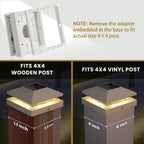 Solar Post Cap Lights Outdoor 16pack, White Waterproof Solar Powered Deck Fence Post Lights Fit 4x4 Wood/Vinyl Posts, Bright Warm White Solar Cap Light Decorate Deck, Patio, Porch, Fence