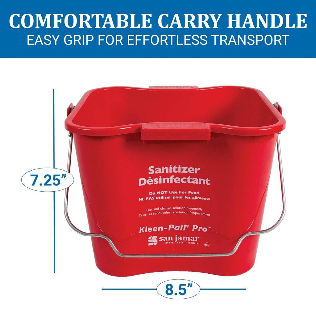 San Jamar Kleen-Pail Pro, Bucket with Handle for Cleaning Products in Commercial and Home Setting, 6 Qts, 12 Count, Red