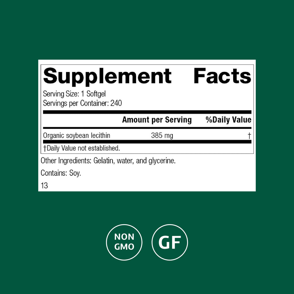 Standard Process Soybean Lecithin - Brain Health Support Supplement - Nutritional Whole Food-Based Supplement with Essential Fatty Acids from Soybean Lecithin - 240 Softgels