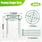 MJZ 4 Pack Peony Cages and Supports, 11.5" Dx16 H Metal Plant Supports