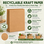 MESHA Paper Grocery Bags 12 x 7 x 17 Inches, 100 Pack Heavy Duty 60 lb Kraft Brown Paper Bags Bulk, Large Grocery Sacks for Shopping, Takeout, Restaurant, Retail, Storage and DIY Crafts