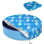 Ladadee Foldable Round Dog Swimming Pool Cover, for 32 "/63“/48” Collapsible Outdoor Tub, PVC Coating Waterproof and UV Protection, Leakproof Washable Kiddie Pet Small Paddling Bath Accessories