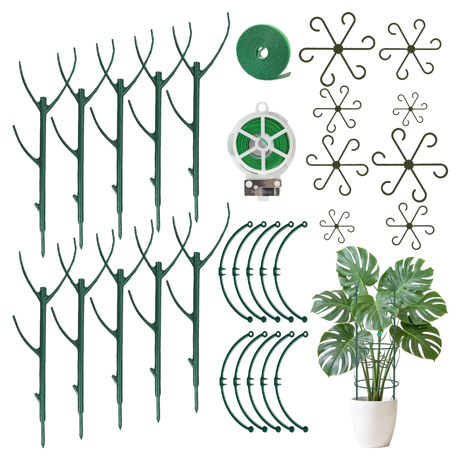 DRAINJH Monstera Plant Support Stakes, 30 Pcs Stackable Plant Support Stakes Sticks Poles for Indoor & Outdoor Plants, Climbing and Potted Plants, Stem Supports, Pothos