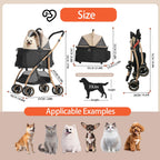 MILA&LOUIS Pet Stroller, 22" Pet Cradle for Small Dog, Dog Stroller with 4 Pu Wheels, 10Lbs Ultra-Light Dog&Cat Stroller for Small Pets, Max 22Lbs Capacity Detachable & Foldable Design with Cup Holder