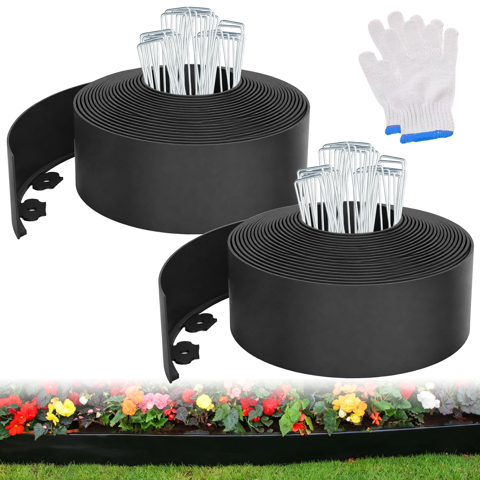 80FT Landscape Edging Border, 4 Inch Tall Plastic Garden Edging