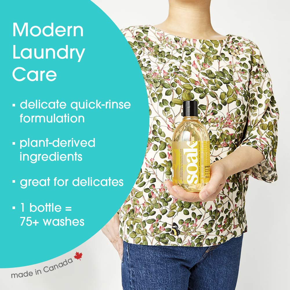 Soak Laundry Soap – No Rinse, Plant Derived Hand Wash Detergent - 375 ml / 12 fl. oz, 75+ Washes (Pineapple)
