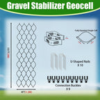 2" Thick Gravel Ground Grid 4ft x 10ft - Geo Grid Driveway Stabilization Grids, Gravel Retainer Grid 1885 LBS Per Sq ft, Geocell Geogrid for Walkway Driving RV Parking Slopes and Garden
