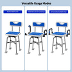 Swive Shower Chair with Arms and Back Heavy Duty 500 lbs for Seniors Elderly Disabled or Bariatric Adults Bench Seat for Inside Shower Stall and Bathroom Bath Tub Seats Adjustable Stool