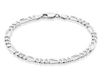 Miabella Solid 925 Sterling Silver Italian 5mm Diamond-Cut Figaro Chain Bracelet for Women Men, Made in Italy (Length 7 Inches)