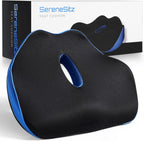 SereneSitz Orthopedic Seat Cushion, Ergonomic Memory Foam Seat Chair Cushion for Office Chair Cushion, Car Seat, Airplane, Sciatica & Back Pain Relief for Long Sitting
