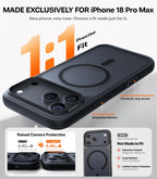 TORRAS Stronger Magnetic & Shockproof for iPhone 18 Pro Max Case Slim Black