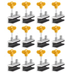 Window Locks,12 Sets Sliding Security Window Lock with Key for Vertical & Horizontal Sliding Windows & Sliding Doors, Adjustable Window Locks Security Window Stoppers for Patio Bedroom Home and Office