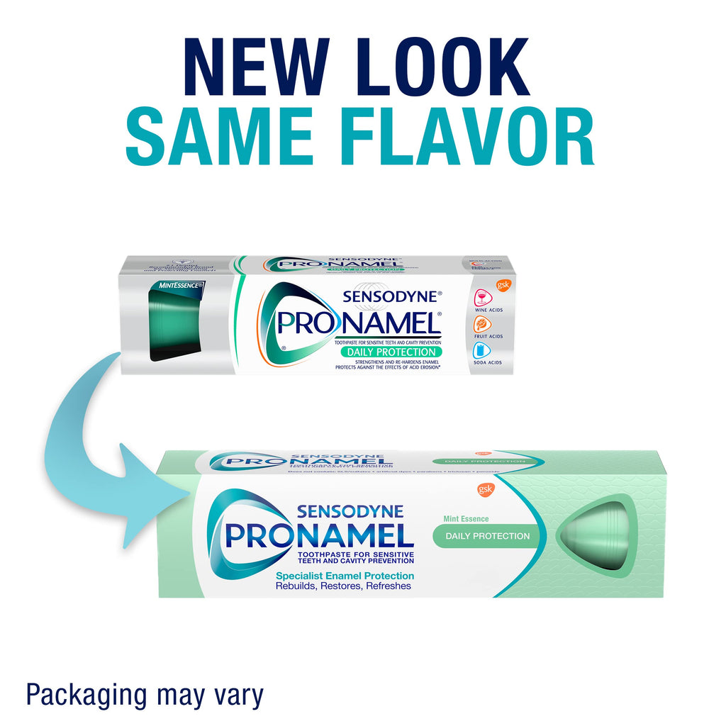 Sensodyne Pronamel Daily Protection Enamel Toothpaste for Sensitive Teeth, Mint Essence - 4 oz (Pack of 3)