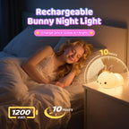 Kawaii Bunny Toys for Girls Gifts, 16-Color Silicone Night Light Cute Lamp