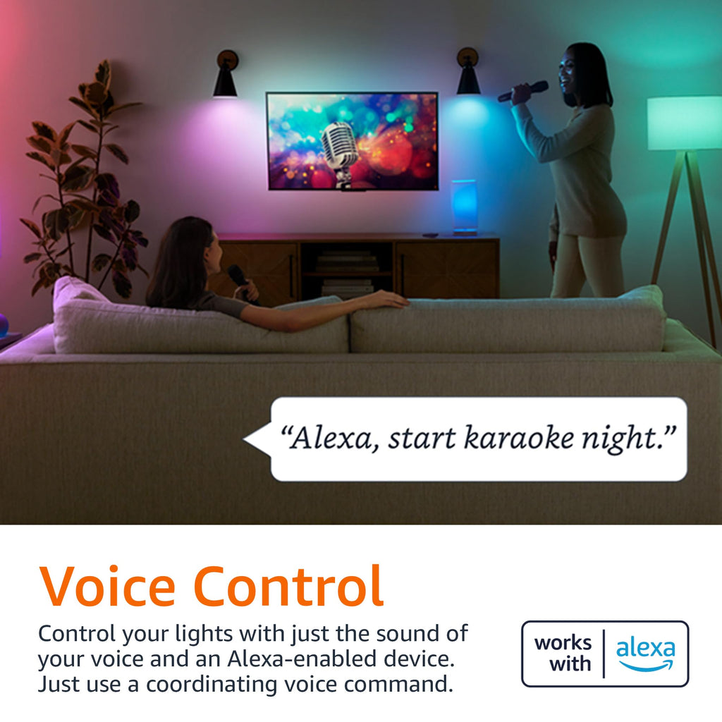Amazon Basics Smart A19 LED Light Bulb, Color Changing, 9W (60W Equivalent), 800LM, Works with Alexa Only, WiFi 2.4 GHz, No Hub Required, Mood Lighting, Energy Efficient, 1-Pack