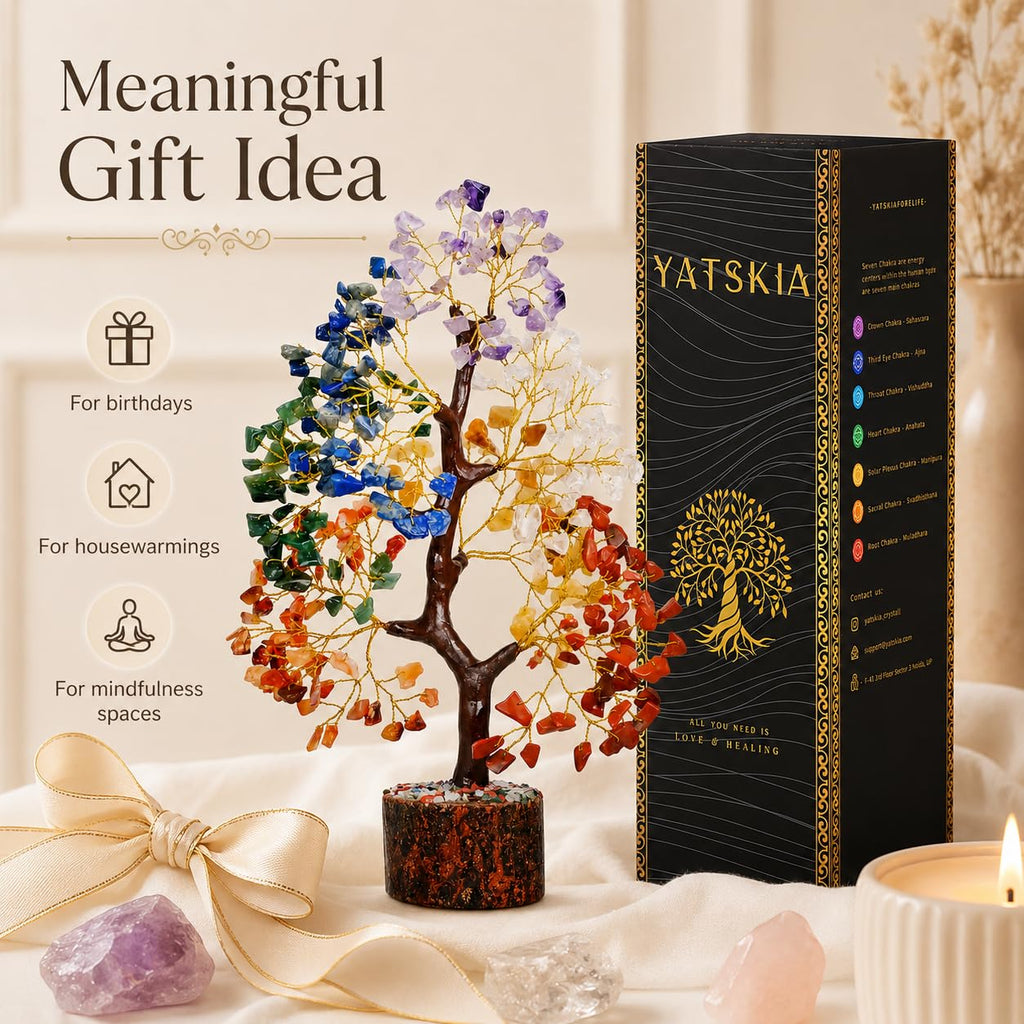 YATSKIA 7 Chakra Tree of Life - Crystals and Healing Stones | Birthday Gifts for Women| Crystal Tree for Positive Energy | Home & Office Decor | Gifts for Mom