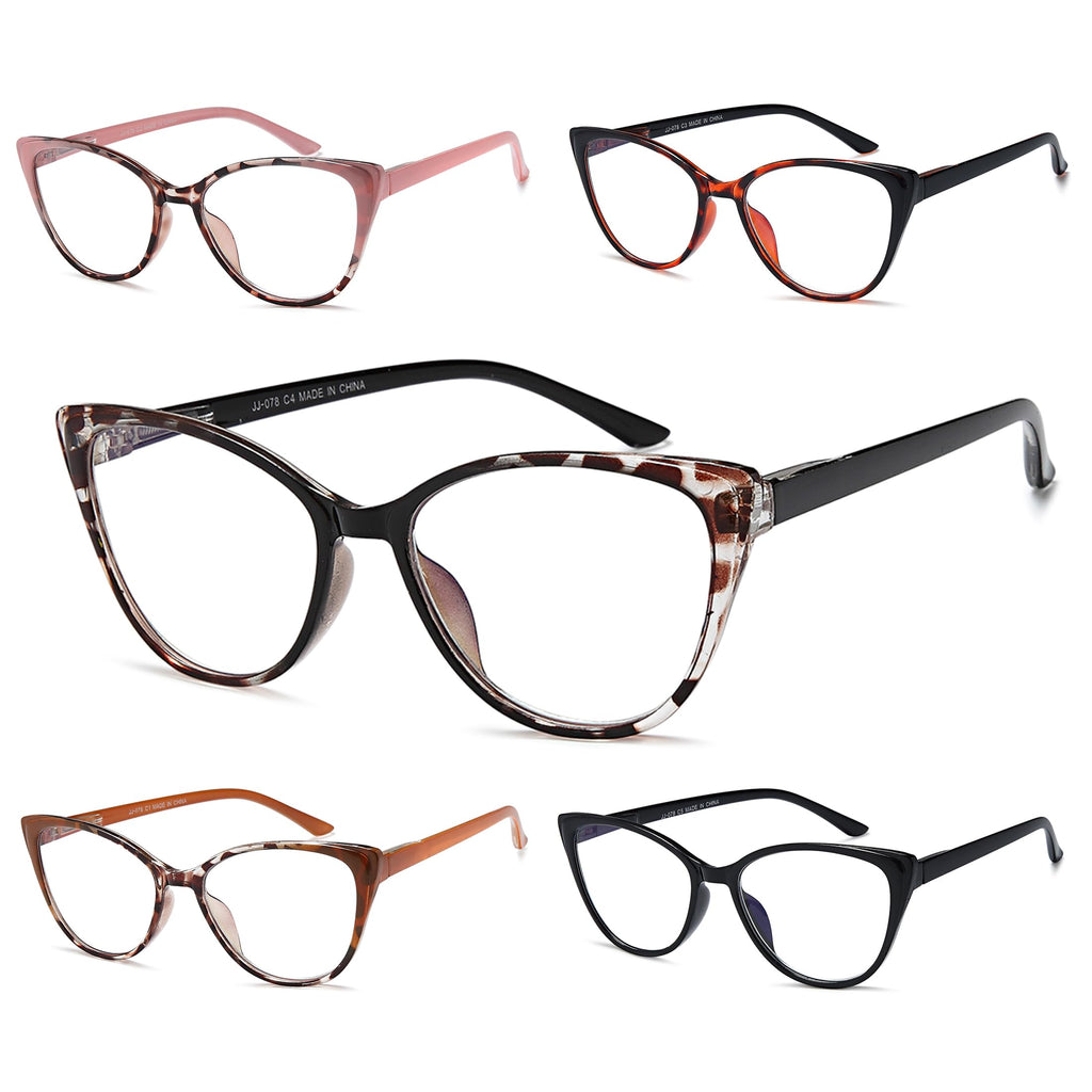 EYEURL 5 Pack Reading Glasses for Women-Cat Eye Blue Light Blocking Readers Fashion Computer Glasses with Spring Hinge Anti-Glare Readers for Women 1.5