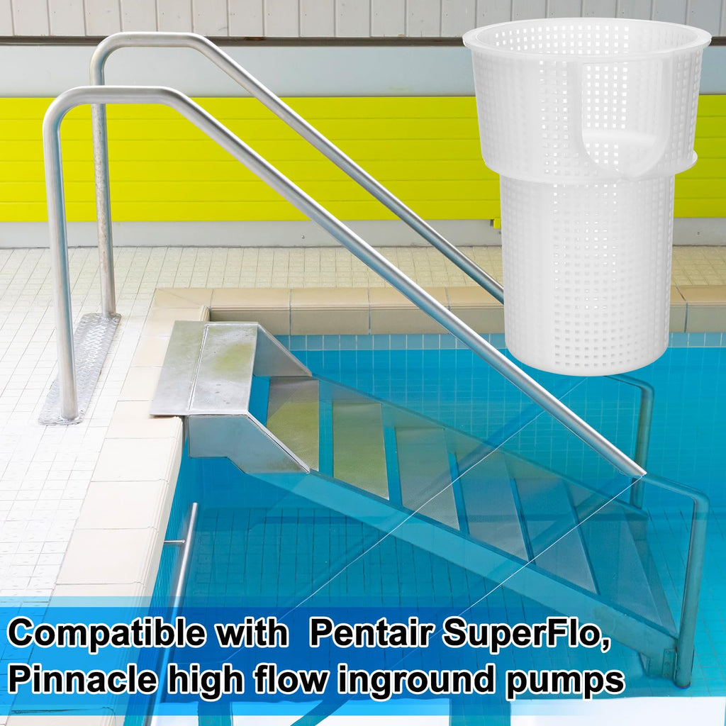 LemonRoad 1 Pcs Pool Pump Basket Replacement Compatible with Superflo Vs Pool Pump Pentair Filter, Skimmer Strainer Basket-Remove Leaves and Debris (White)