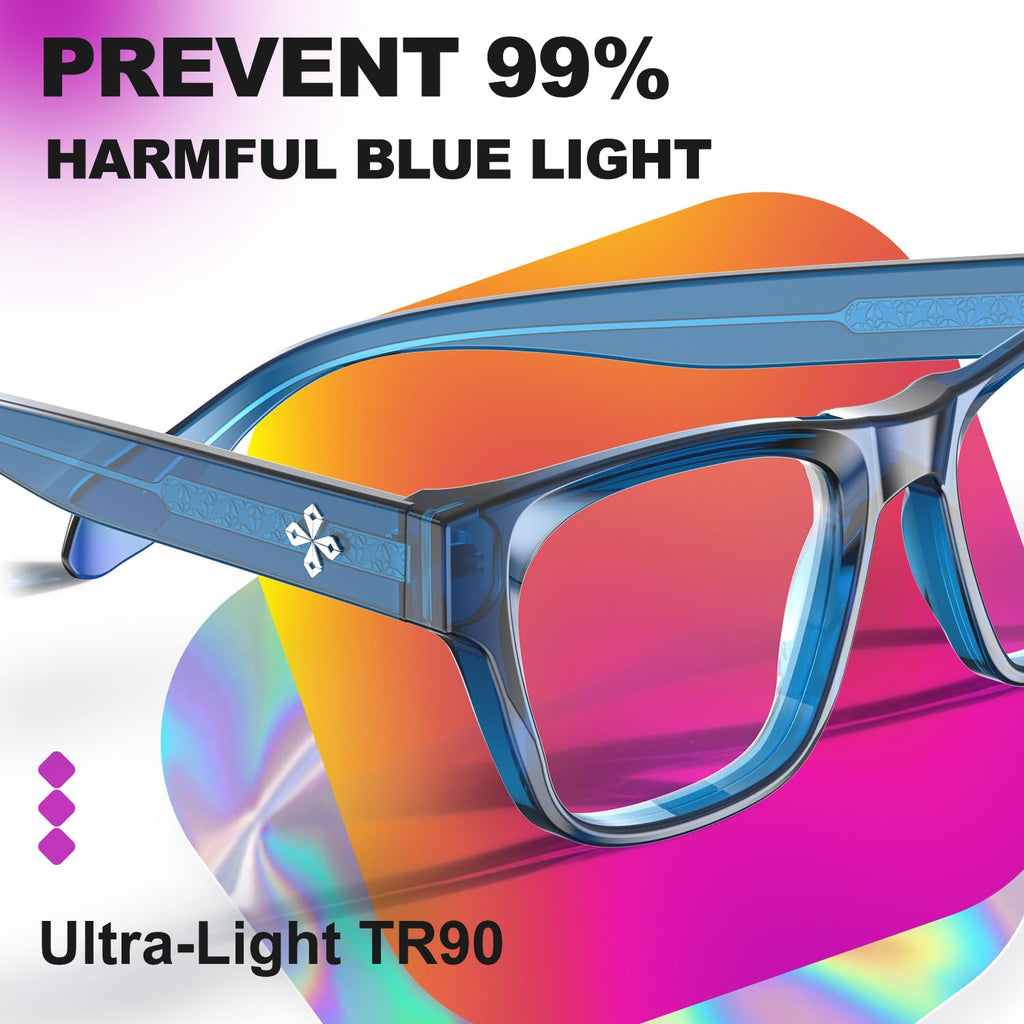VISOONE Stylish Frame in Multiple Colors Blue Light Blocking Glasses for Men Women BONA
