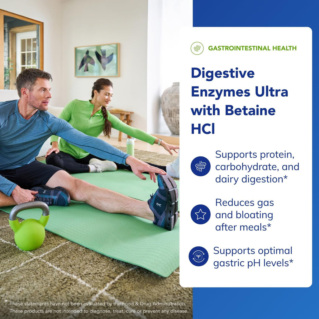 Pure Encapsulations Digestive Enzymes Ultra with Betaine HCl - Vegetarian Digestive Enzyme Supplement to Support Protein, Carb, Fiber, and Dairy Digestion* - 90 Capsules