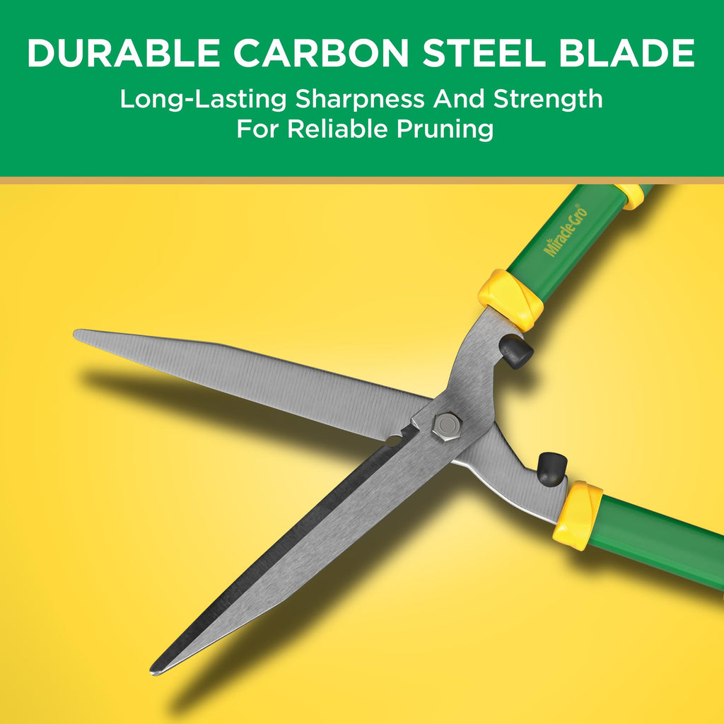 Miracle-Gro 21 in. Hedge Shears – Lawn and Yard Tool with Sharp Carbon Steel Blades, Comfort Grip Handles, and Lightweight Design for Shaping/Trimming Hedges, Shrubs, and Bushes