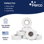 Perco 1 Line Price and Date Guns White Labels - 8 Rolls, 1 Sleeve