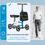 Knee Scooter，Knee Scooter for Adults for Foot Surgery，Knee Walker for Foot Injuries Compact Crutch Alternative with Dual Braking System (Blue)