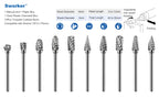 Sworker 10 Pcs Carbide Burr Set 1/8" Shank Compatible with Dremel Milwaukee Bits Rotary Tools Attachment Kit Rasp Drill File Accessories Metal Wood Stone Steel Grinding Carving Cutting Polishing