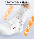 WHCOOL Slim-Fit Ankle Brace for Sprained Ankle, Quick Lace Up Ankle Support for Women Men with 2 Auto-Shaped Pads, Air Fabric Cool Ankle Stabilizer for Injury Recover, Running,Sports,White，XL